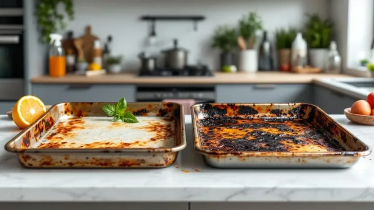 Ik probeerde dit keukenmengsel op aangebrande bakplaten, ze zien er weer uit als nieuw