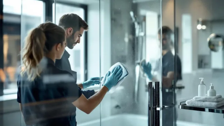 Waarom hotelmedewerkers dit geheime trucje gebruiken voor streepvrije douchedeuren